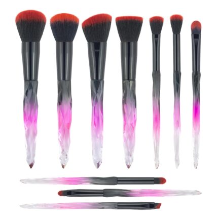 Beautiful Makeup Brushes, Make Up Brushes Set Transparent Handle for Blush Foundation Eye Shadow Kabuki Concealer Cosmetic Brushes Kits Red Black Makeup Tools